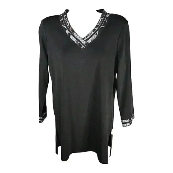 Exclusively Misook Top Black Women's Small 3/4 Sleeve V-Neck Knit - Picture 1 of 4